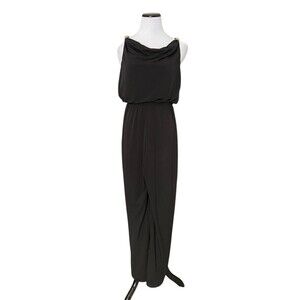 Calvin Klein Womens Cowl Neck Jumpsuit Size 6 Black One Piece Wide Leg Classy